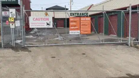Entrance gate of Mini Mall Storage facility