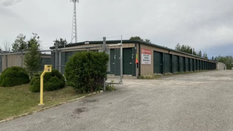 Front gate at self storage facility