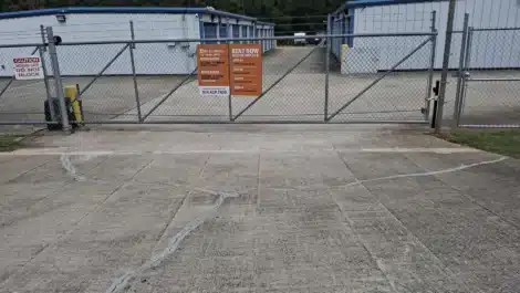 secure entrance gate at self storage facility
