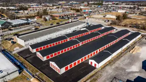 Aerial view of Mini Mall Storage facility in Ooltewah Lumber Lane