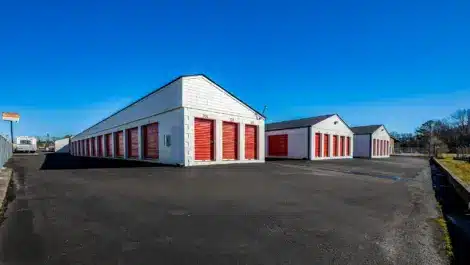 Rows of medium sized self storage units