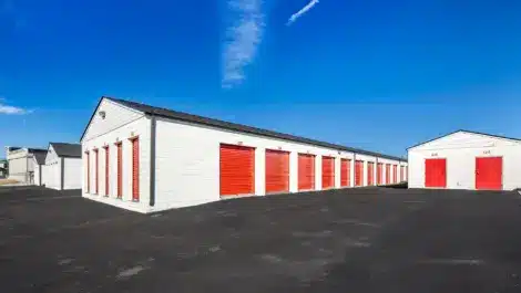 A row of self storage units