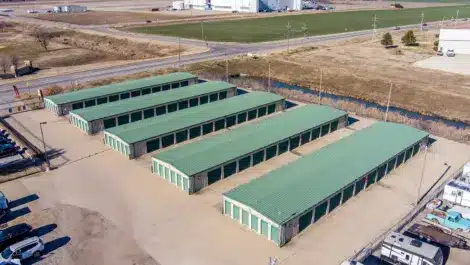 aerial view of Mini Mall Self storage facility in Centennial Salina