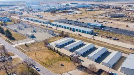 Aerial view of Mini Mall Storage. Salina Foxboro