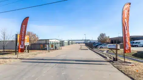 Secure keypad access gate to self storage facility
