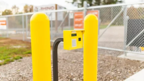 secure fenced and gated storage facility with keypad entry