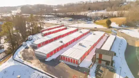 aerial view of self storage facility