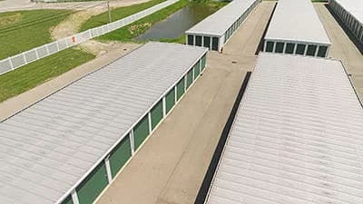 Rows of self storage units