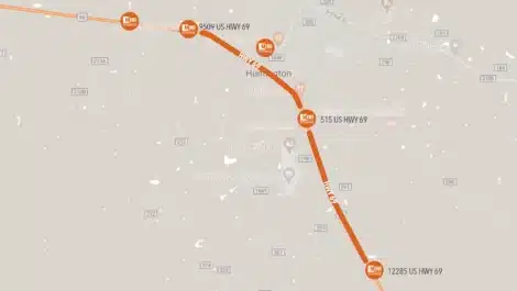 stie map of Mini Mall Storage locations in Huntington